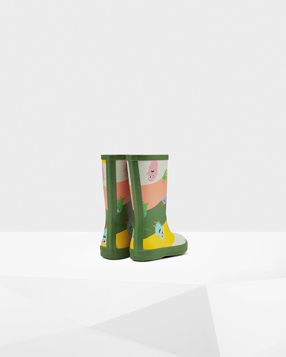 Kids Hunter Rain Boots Green - Original First Classic Scribble Print - 4765312-AL